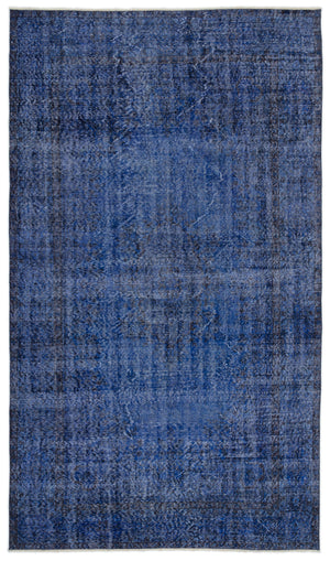 Blue Over Dyed Vintage Rug 5'6'' x 9'5'' ft 167 x 286 cm