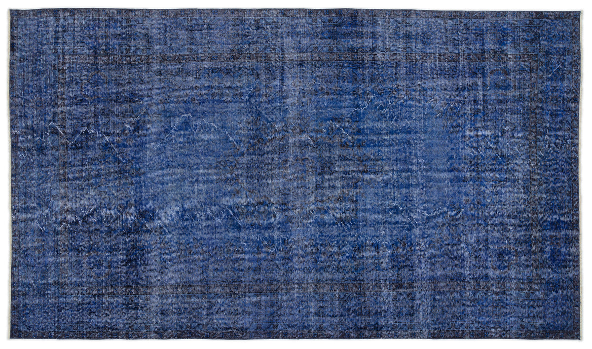 Blue Over Dyed Vintage Rug 5&#39;6&#39;&#39; x 9&#39;5&#39;&#39; ft 167 x 286 cm