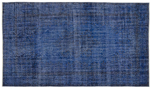 Blue Over Dyed Vintage Rug 5'6'' x 9'5'' ft 167 x 286 cm