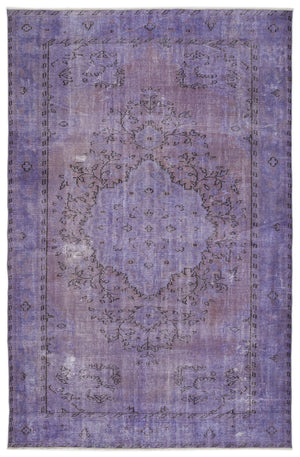 Purple Over Dyed Vintage Rug 6'4'' x 9'9'' ft 192 x 297 cm