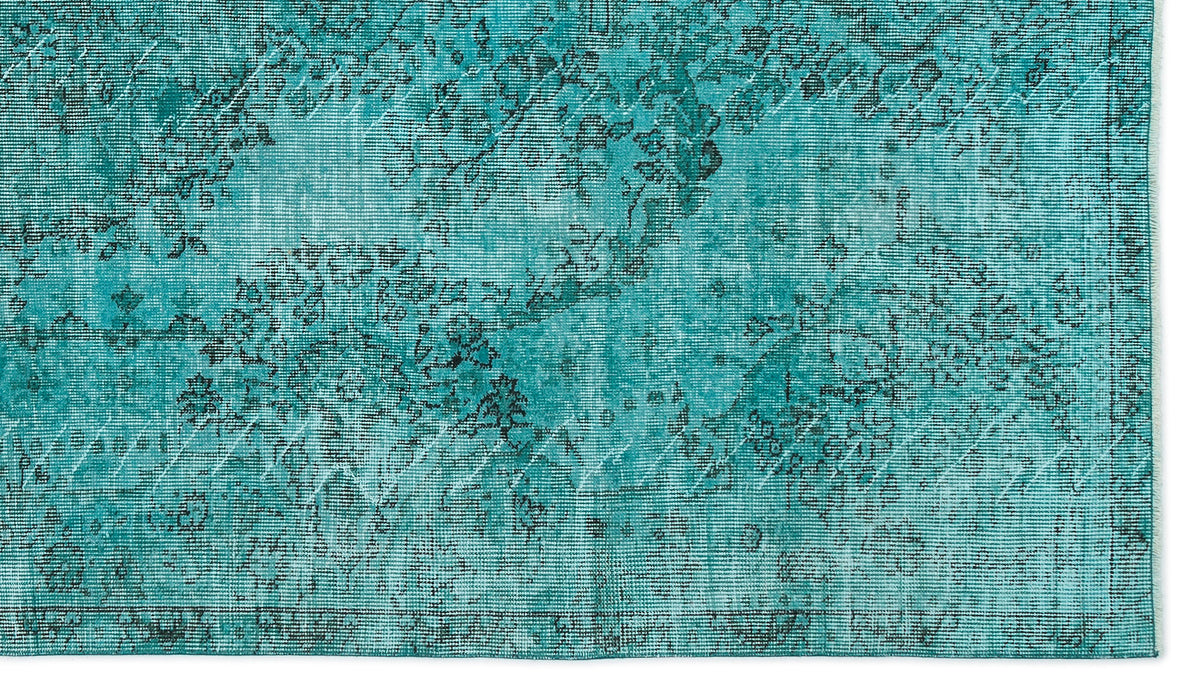 Turquoise  Over Dyed Vintage Rug 5&#39;5&#39;&#39; x 9&#39;2&#39;&#39; ft 165 x 280 cm