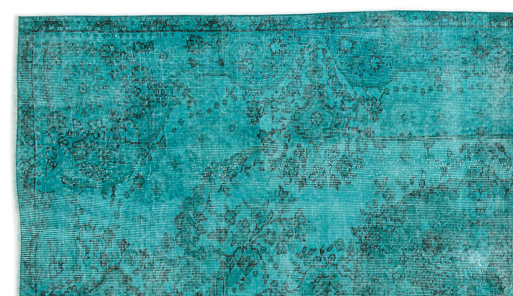 Turquoise  Over Dyed Vintage Rug 5'5'' x 9'2'' ft 165 x 280 cm