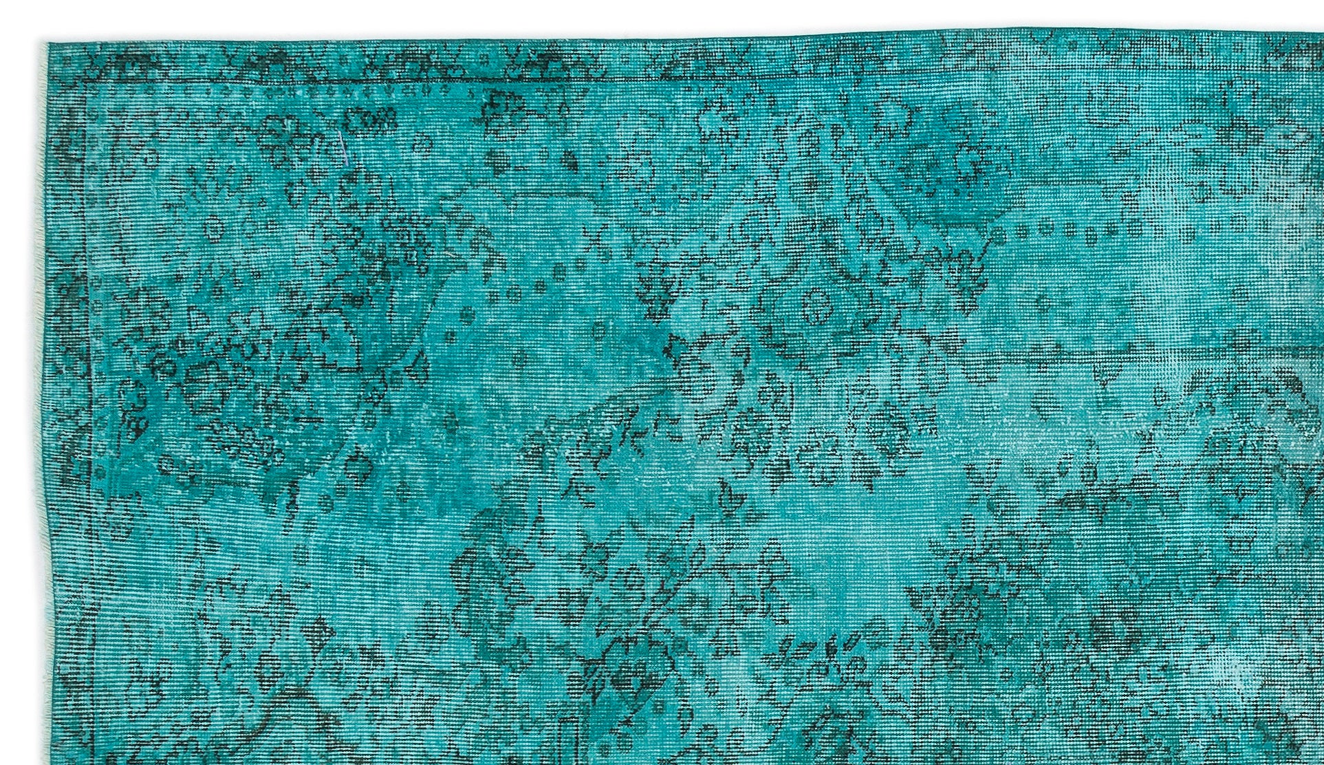 Turquoise  Over Dyed Vintage Rug 5'5'' x 9'2'' ft 165 x 280 cm