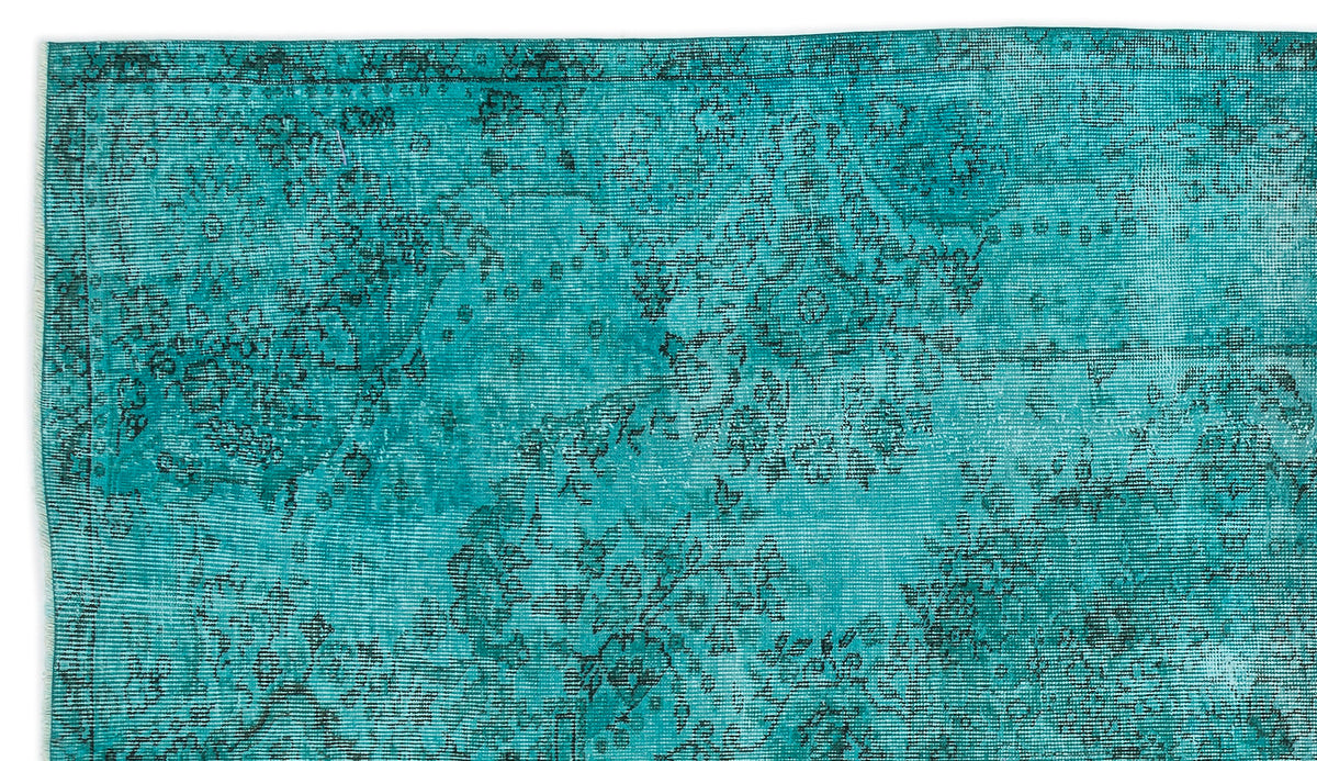 Turquoise  Over Dyed Vintage Rug 5&#39;5&#39;&#39; x 9&#39;2&#39;&#39; ft 165 x 280 cm