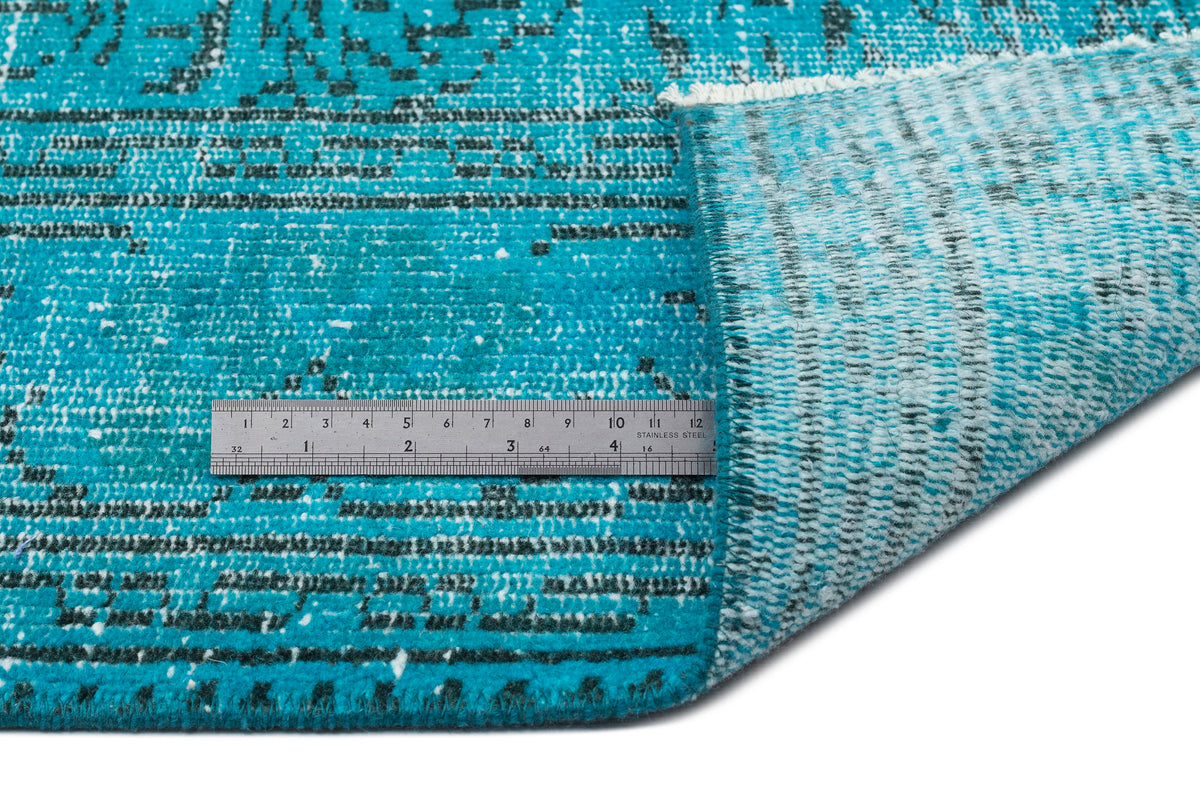 Turquoise  Over Dyed Vintage Rug 5&#39;12&#39;&#39; x 10&#39;0&#39;&#39; ft 182 x 305 cm