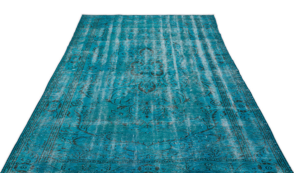 Turquoise  Over Dyed Vintage Rug 5&#39;12&#39;&#39; x 10&#39;0&#39;&#39; ft 182 x 305 cm