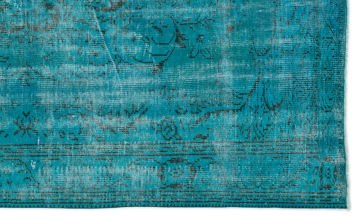 Turquoise  Over Dyed Vintage Rug 5&#39;12&#39;&#39; x 10&#39;0&#39;&#39; ft 182 x 305 cm