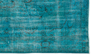 Turquoise  Over Dyed Vintage Rug 5'12'' x 10'0'' ft 182 x 305 cm