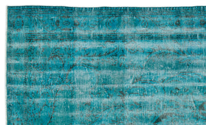 Turquoise  Over Dyed Vintage Rug 5'12'' x 10'0'' ft 182 x 305 cm