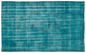 Turquoise  Over Dyed Vintage Rug 5'12'' x 10'0'' ft 182 x 305 cm