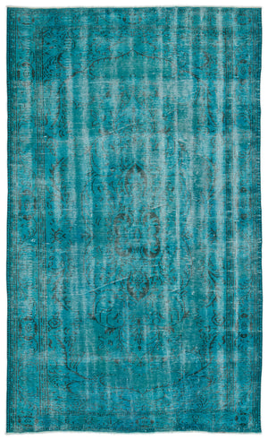 Turquoise  Over Dyed Vintage Rug 5'12'' x 10'0'' ft 182 x 305 cm