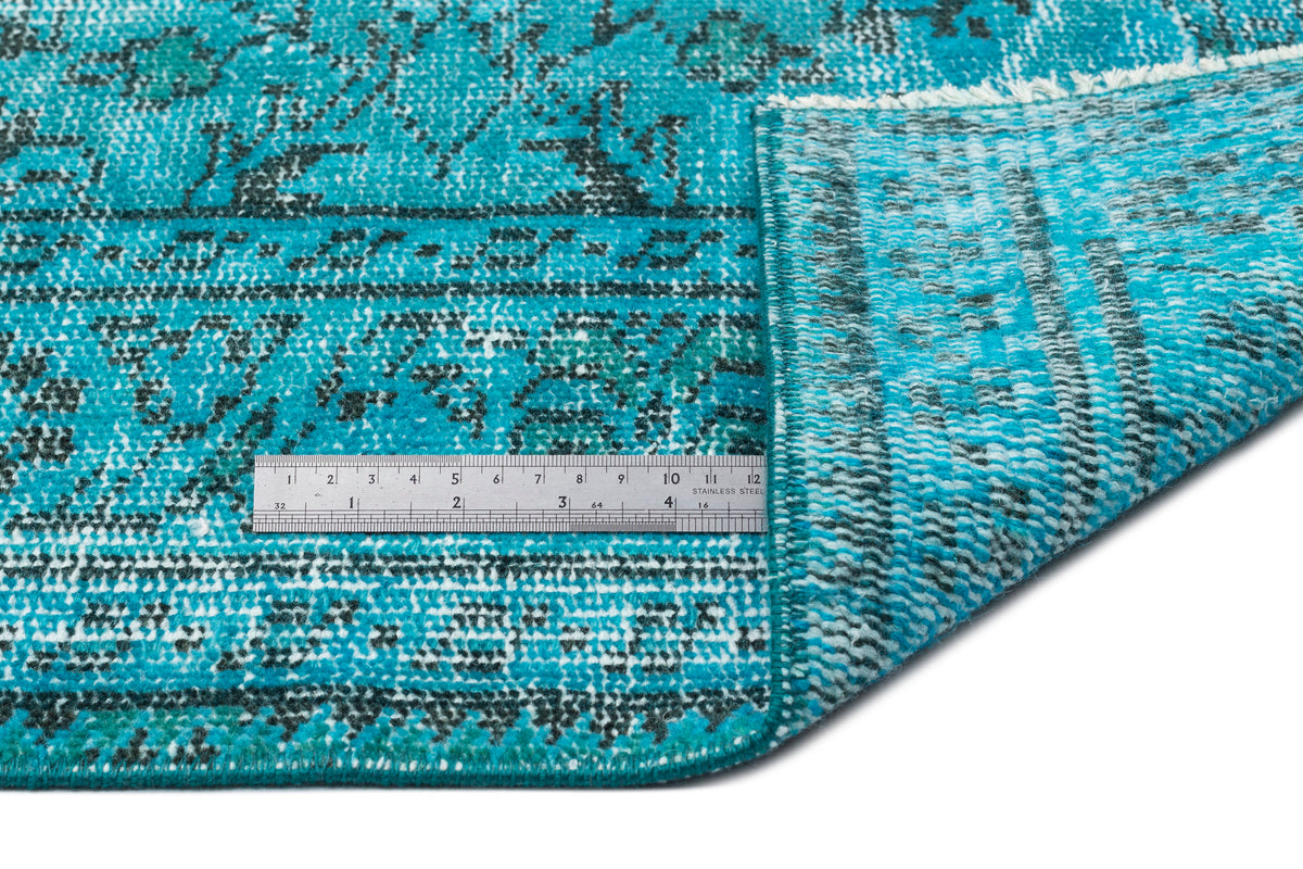 Turquoise  Over Dyed Vintage Rug 5&#39;11&#39;&#39; x 9&#39;8&#39;&#39; ft 180 x 295 cm
