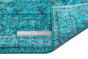 Turquoise  Over Dyed Vintage Rug 5'11'' x 9'8'' ft 180 x 295 cm
