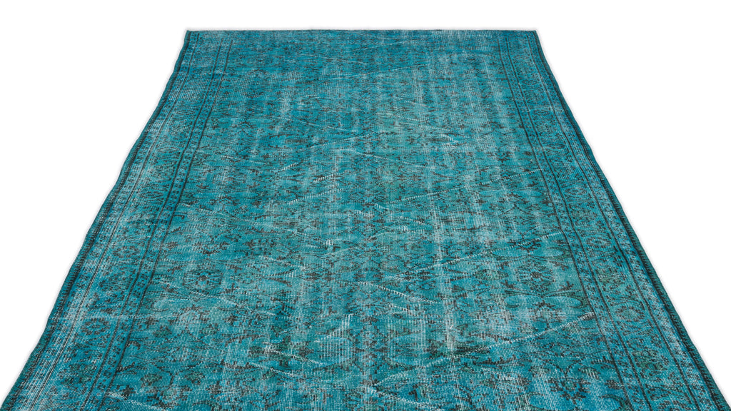 Turquoise  Over Dyed Vintage Rug 5'11'' x 9'8'' ft 180 x 295 cm