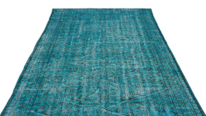 Turquoise  Over Dyed Vintage Rug 5'11'' x 9'8'' ft 180 x 295 cm