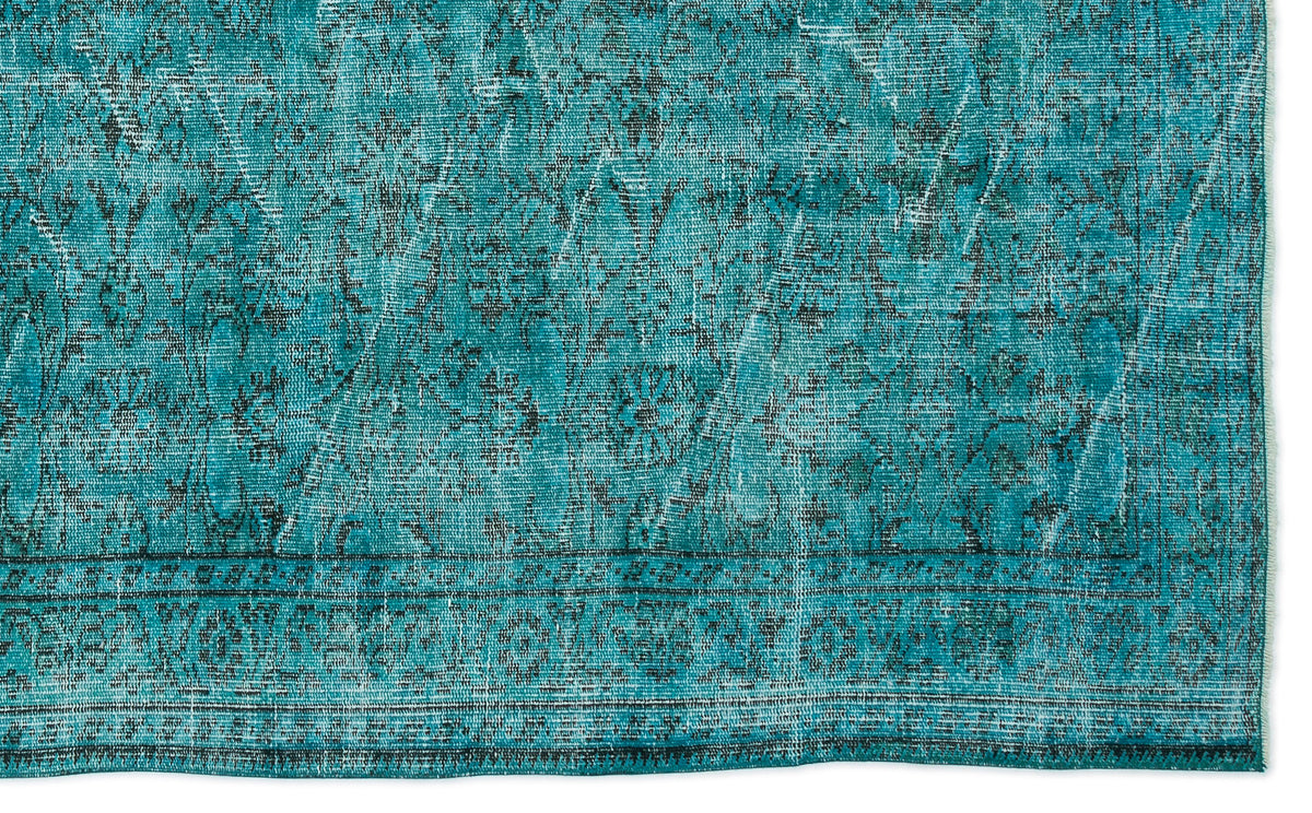 Turquoise  Over Dyed Vintage Rug 5&#39;11&#39;&#39; x 9&#39;8&#39;&#39; ft 180 x 295 cm