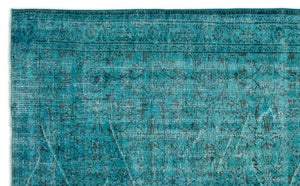 Turquoise  Over Dyed Vintage Rug 5'11'' x 9'8'' ft 180 x 295 cm