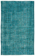 Turquoise  Over Dyed Vintage Rug 5'11'' x 9'8'' ft 180 x 295 cm