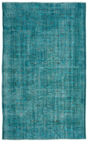 Turquoise  Over Dyed Vintage Rug 5'11'' x 9'8'' ft 180 x 295 cm