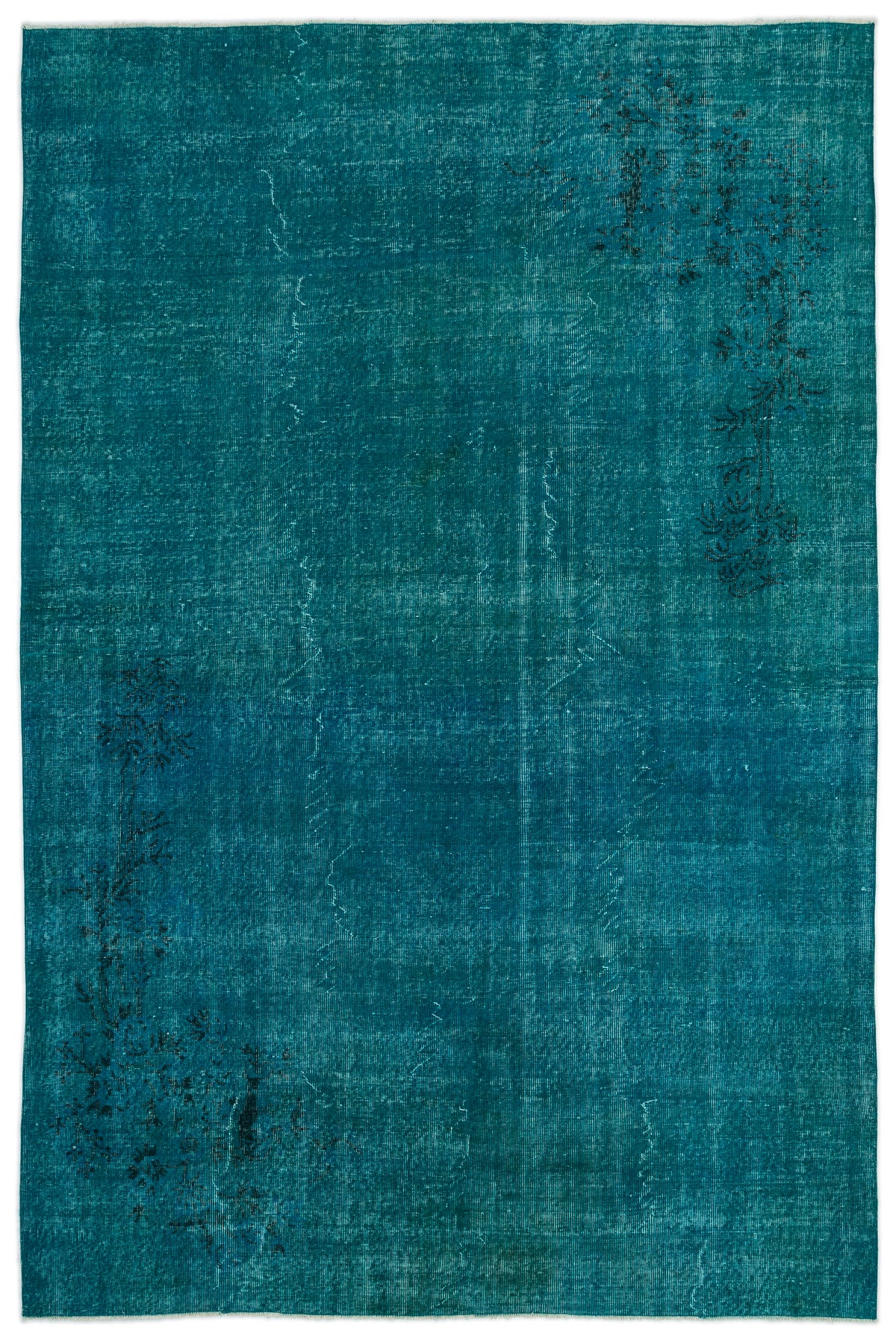 Turquoise  Over Dyed Vintage Rug 6&#39;12&#39;&#39; x 10&#39;7&#39;&#39; ft 213 x 323 cm