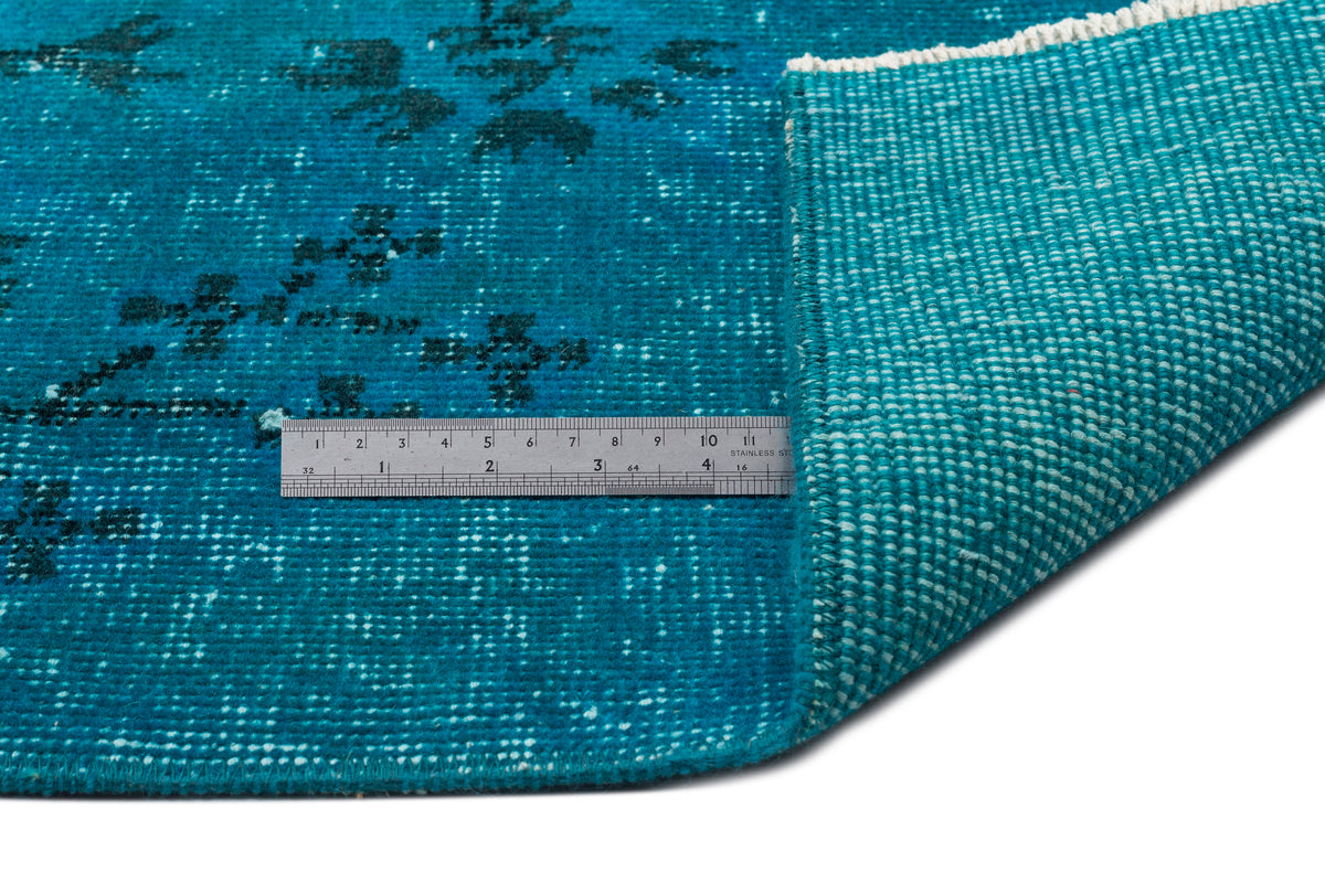 Turquoise  Over Dyed Vintage Rug 6&#39;12&#39;&#39; x 10&#39;7&#39;&#39; ft 213 x 323 cm