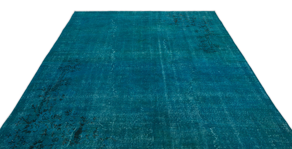 Turquoise  Over Dyed Vintage Rug 6&#39;12&#39;&#39; x 10&#39;7&#39;&#39; ft 213 x 323 cm