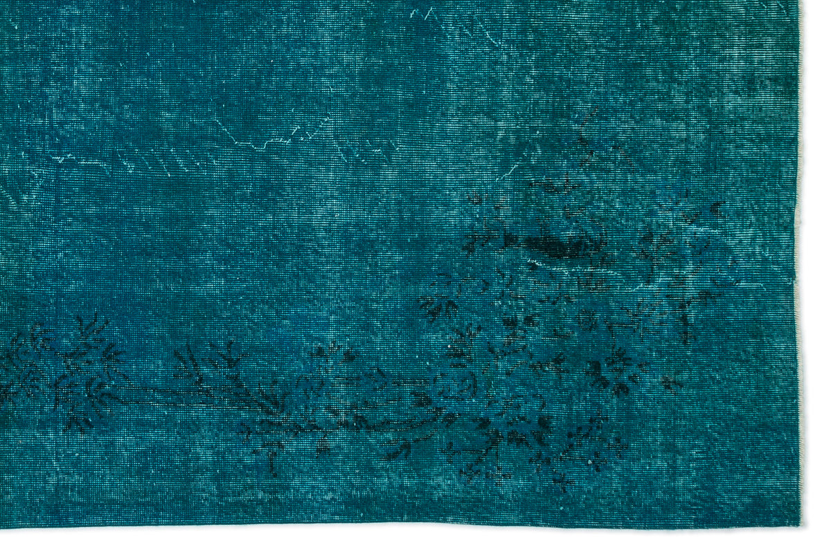 Turquoise  Over Dyed Vintage Rug 6&#39;12&#39;&#39; x 10&#39;7&#39;&#39; ft 213 x 323 cm
