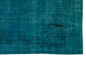 Turquoise  Over Dyed Vintage Rug 6'12'' x 10'7'' ft 213 x 323 cm