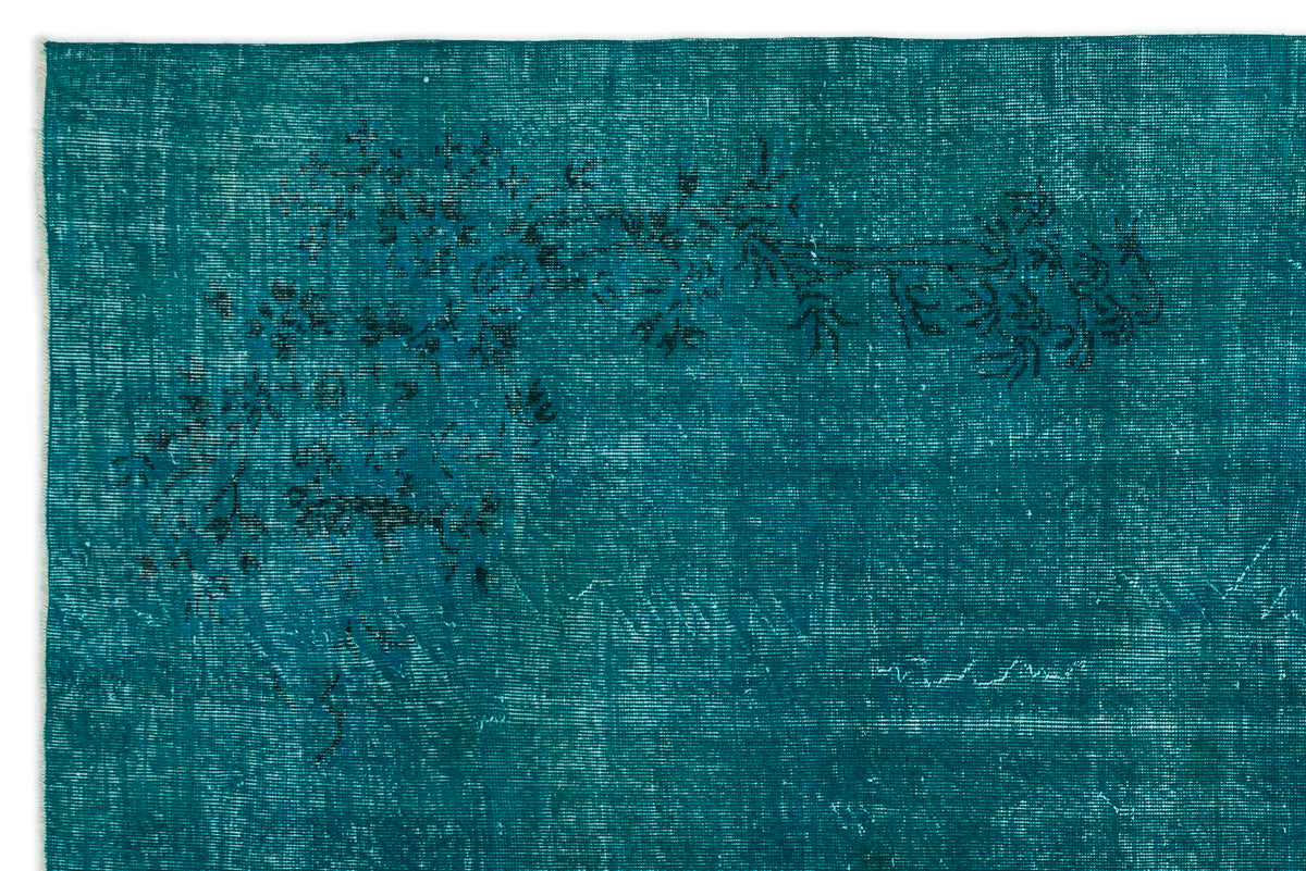 Turquoise  Over Dyed Vintage Rug 6&#39;12&#39;&#39; x 10&#39;7&#39;&#39; ft 213 x 323 cm