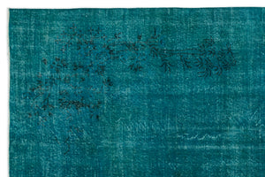 Turquoise  Over Dyed Vintage Rug 6'12'' x 10'7'' ft 213 x 323 cm