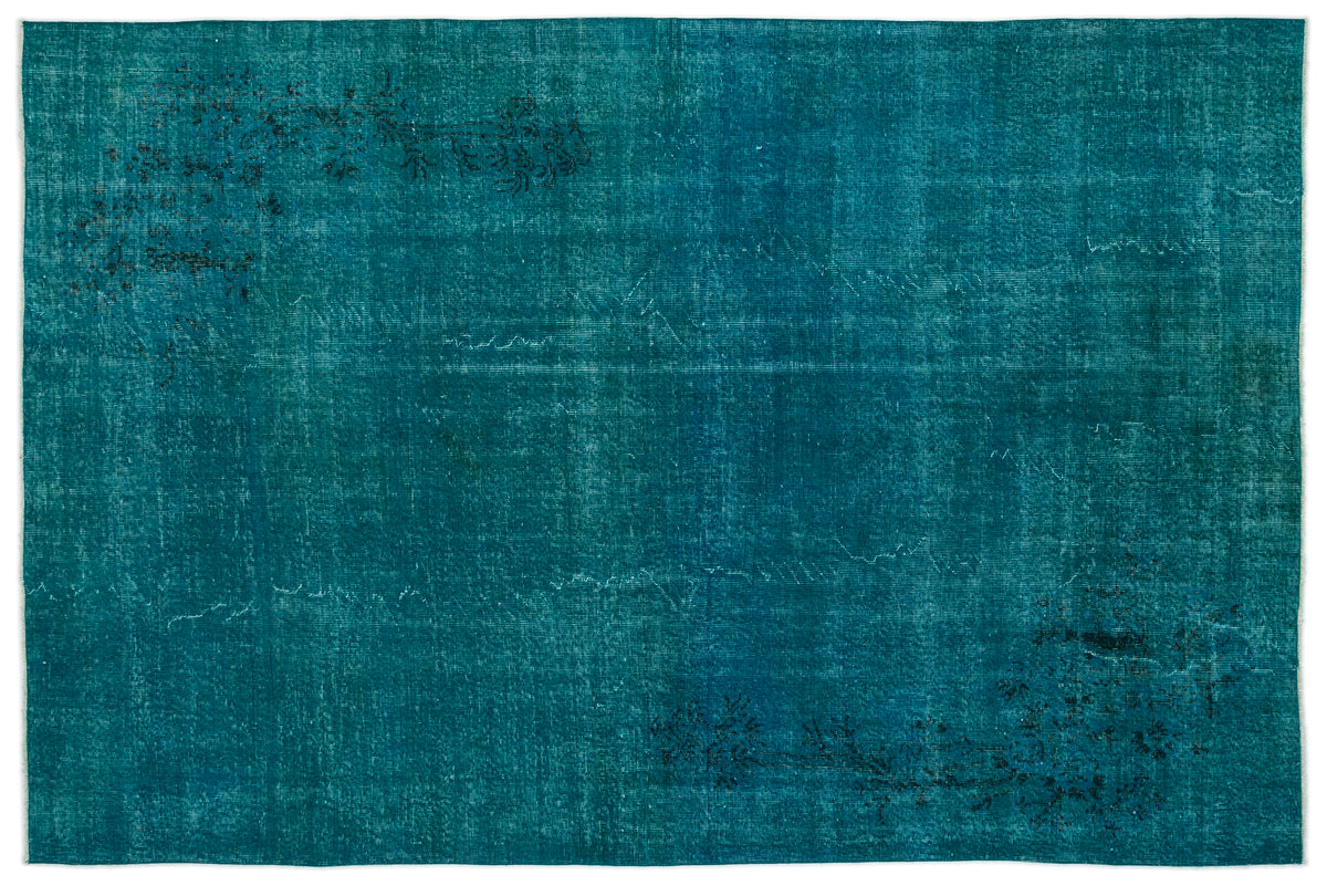 Turquoise  Over Dyed Vintage Rug 6&#39;12&#39;&#39; x 10&#39;7&#39;&#39; ft 213 x 323 cm