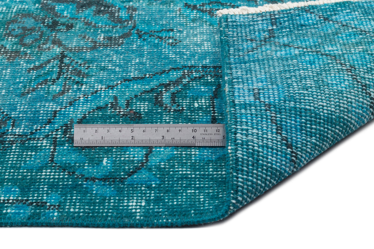Turquoise  Over Dyed Vintage Rug 6&#39;5&#39;&#39; x 10&#39;6&#39;&#39; ft 195 x 319 cm