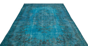 Turquoise  Over Dyed Vintage Rug 6'5'' x 10'6'' ft 195 x 319 cm