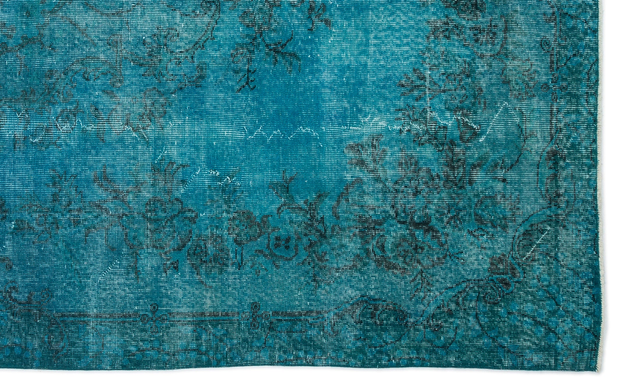 Turquoise  Over Dyed Vintage Rug 6'5'' x 10'6'' ft 195 x 319 cm