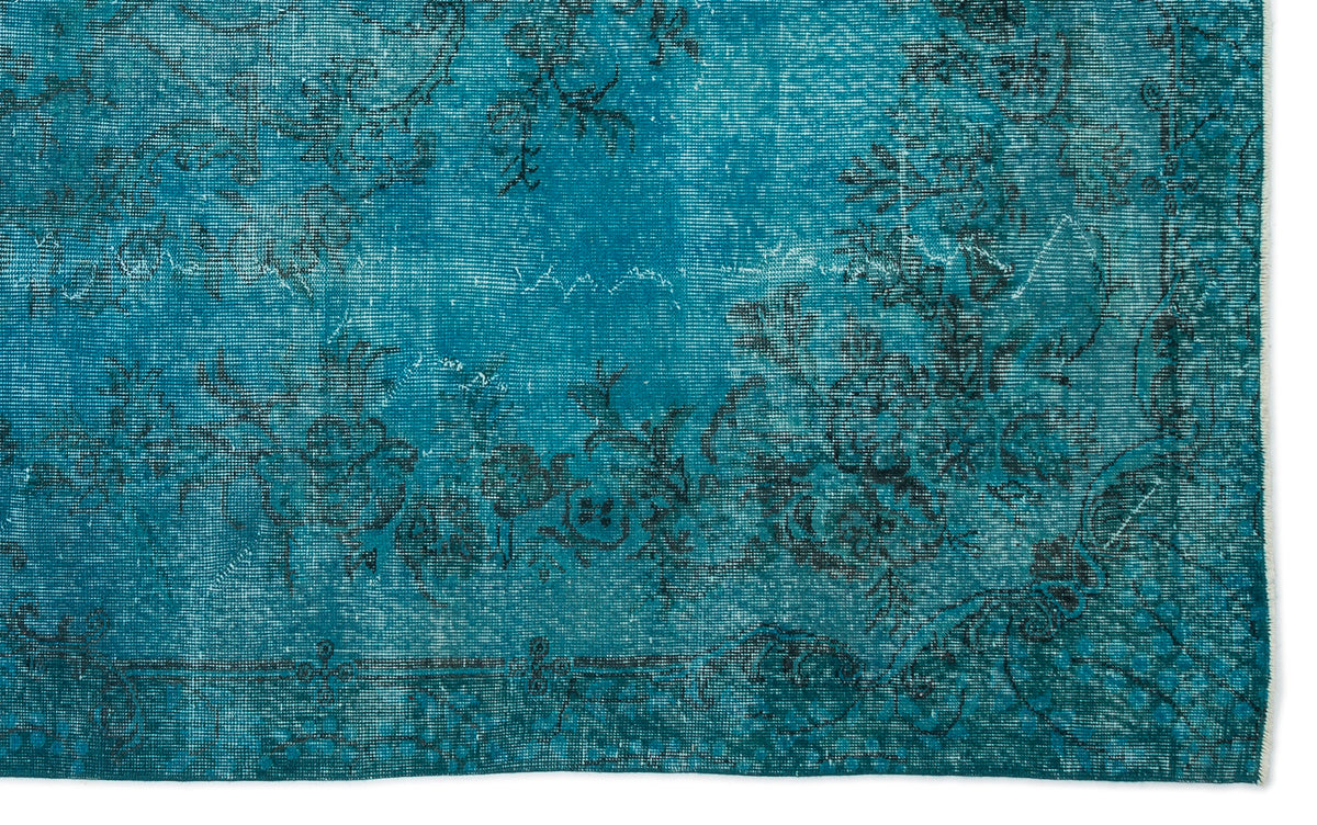 Turquoise  Over Dyed Vintage Rug 6&#39;5&#39;&#39; x 10&#39;6&#39;&#39; ft 195 x 319 cm