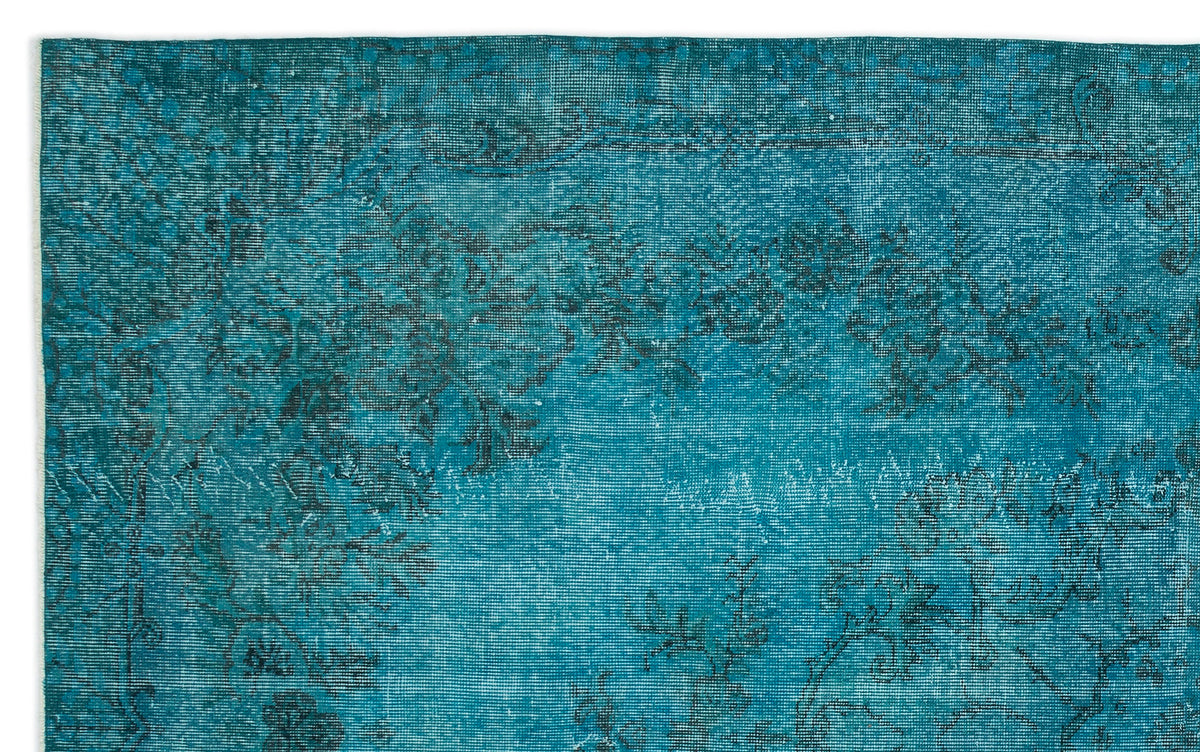 Turquoise  Over Dyed Vintage Rug 6&#39;5&#39;&#39; x 10&#39;6&#39;&#39; ft 195 x 319 cm