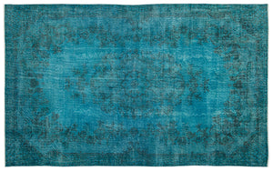 Turquoise  Over Dyed Vintage Rug 6'5'' x 10'6'' ft 195 x 319 cm