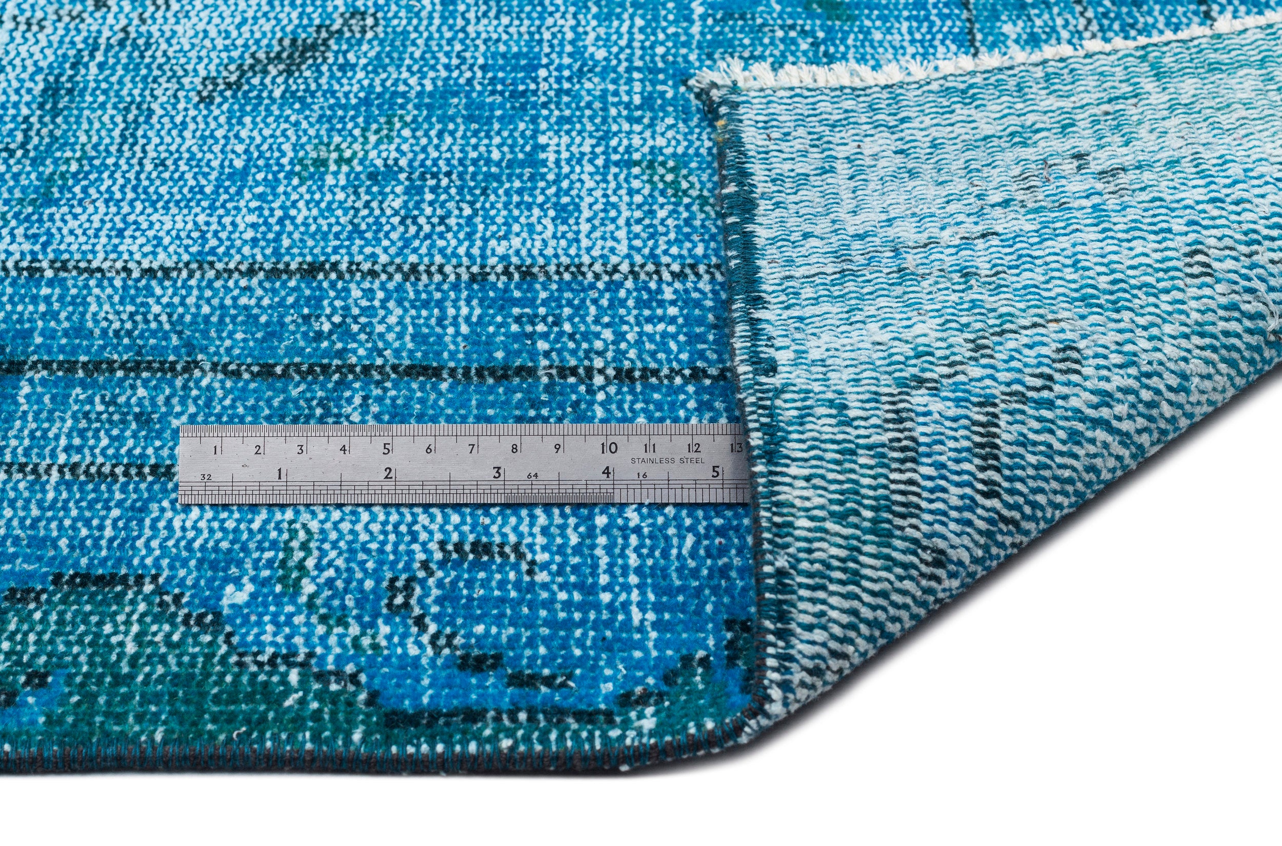 Turquoise  Over Dyed Vintage Rug 5'11'' x 8'11'' ft 181 x 272 cm