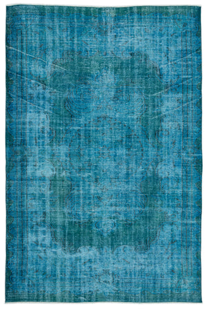 Turquoise  Over Dyed Vintage Rug 5'11'' x 8'11'' ft 181 x 272 cm