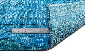 Turquoise  Over Dyed Vintage Rug 5'11'' x 8'11'' ft 181 x 272 cm