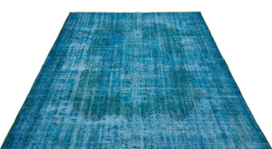 Turquoise  Over Dyed Vintage Rug 5'11'' x 8'11'' ft 181 x 272 cm