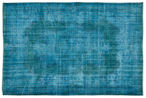 Turquoise  Over Dyed Vintage Rug 5'11'' x 8'11'' ft 181 x 272 cm