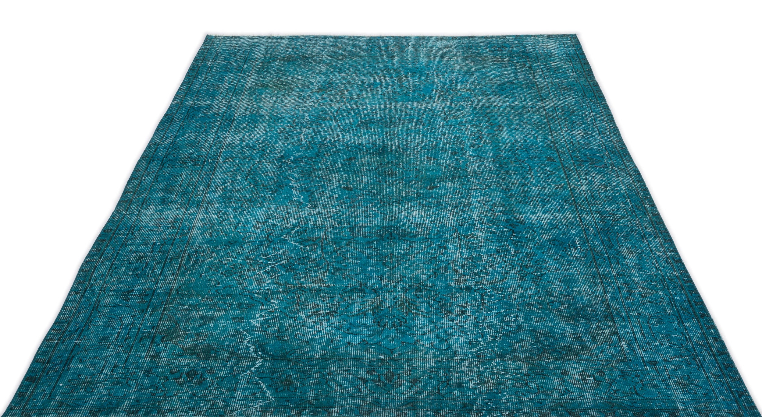 Turquoise  Over Dyed Vintage Rug 5'2'' x 8'0'' ft 158 x 244 cm