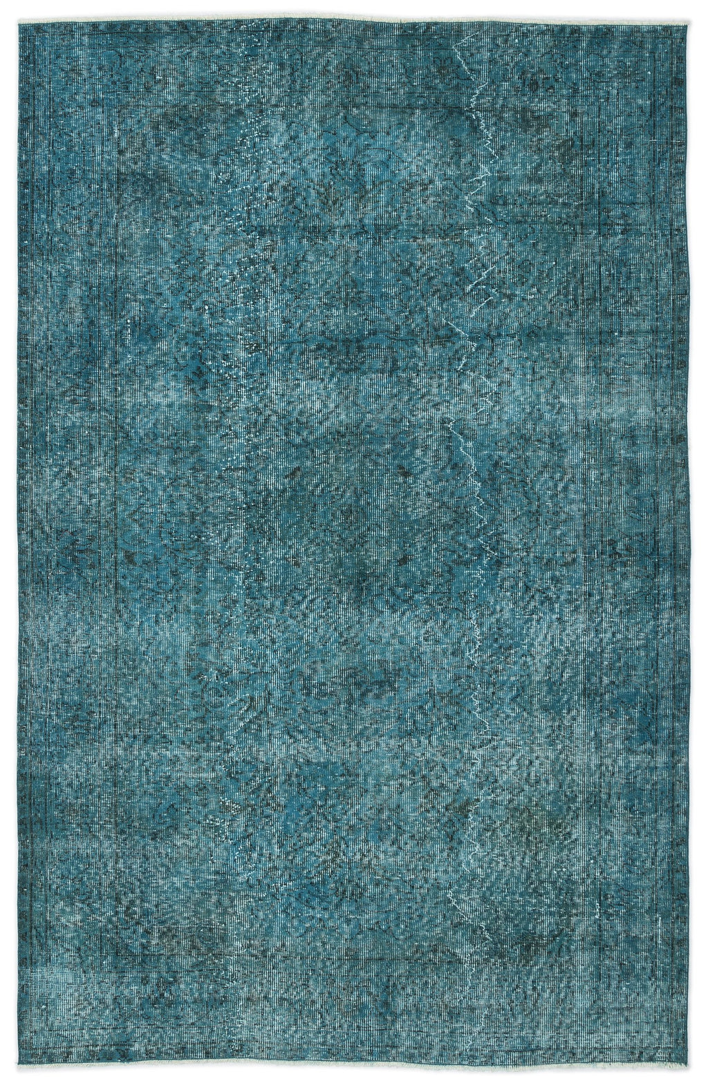 Turquoise  Over Dyed Vintage Rug 5'2'' x 8'0'' ft 158 x 244 cm