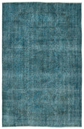 Turquoise  Over Dyed Vintage Rug 5'2'' x 8'0'' ft 158 x 244 cm