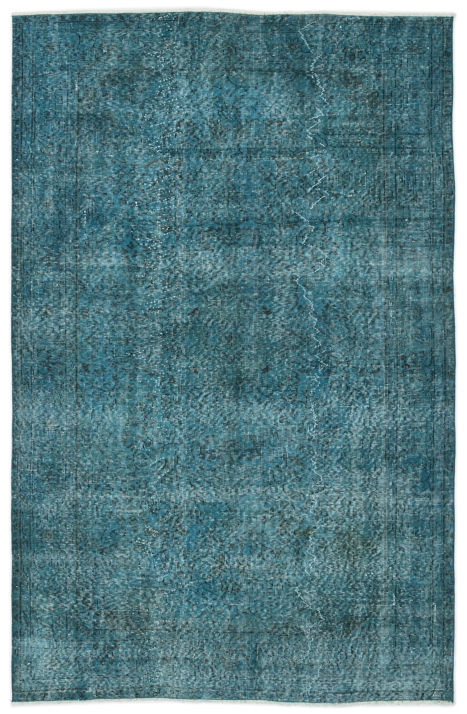 Turquoise  Over Dyed Vintage Rug 5'2'' x 8'0'' ft 158 x 244 cm