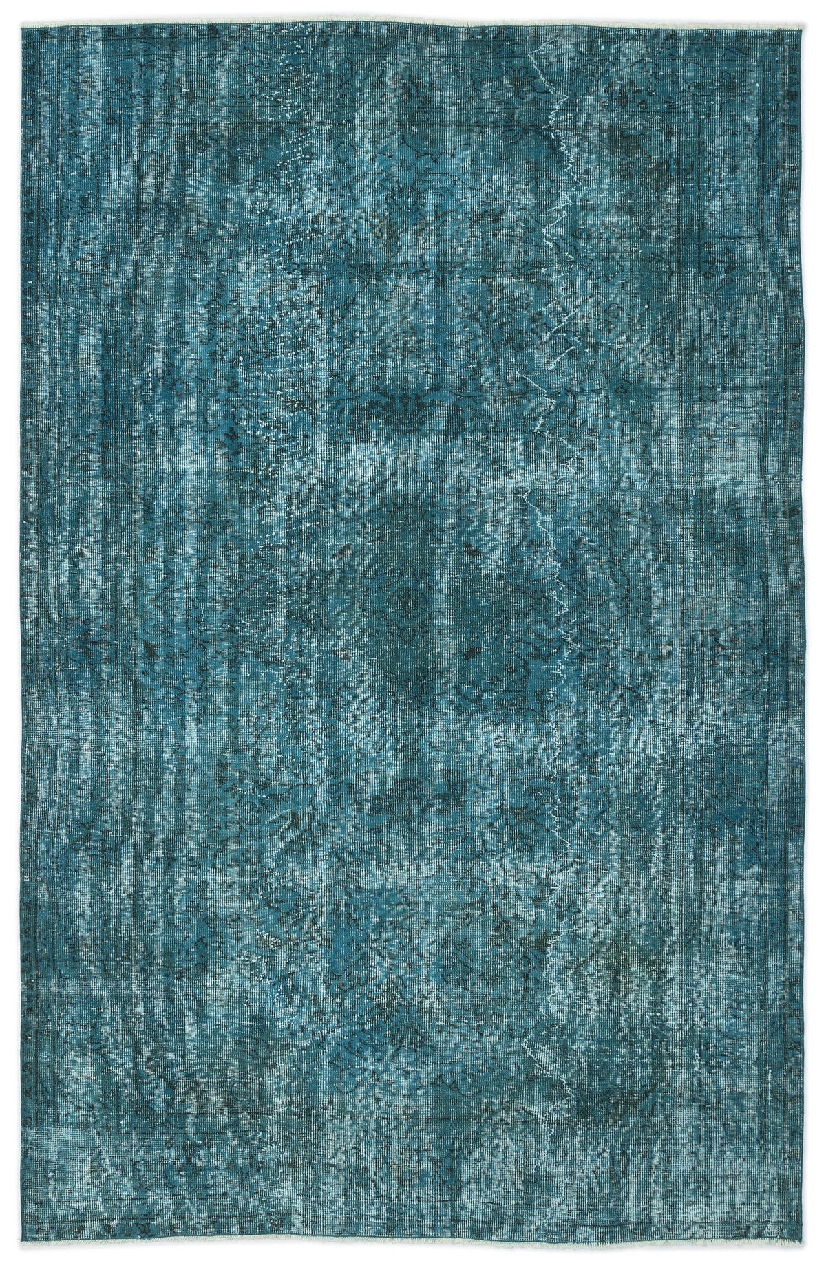 Turquoise  Over Dyed Vintage Rug 5&#39;2&#39;&#39; x 8&#39;0&#39;&#39; ft 158 x 244 cm