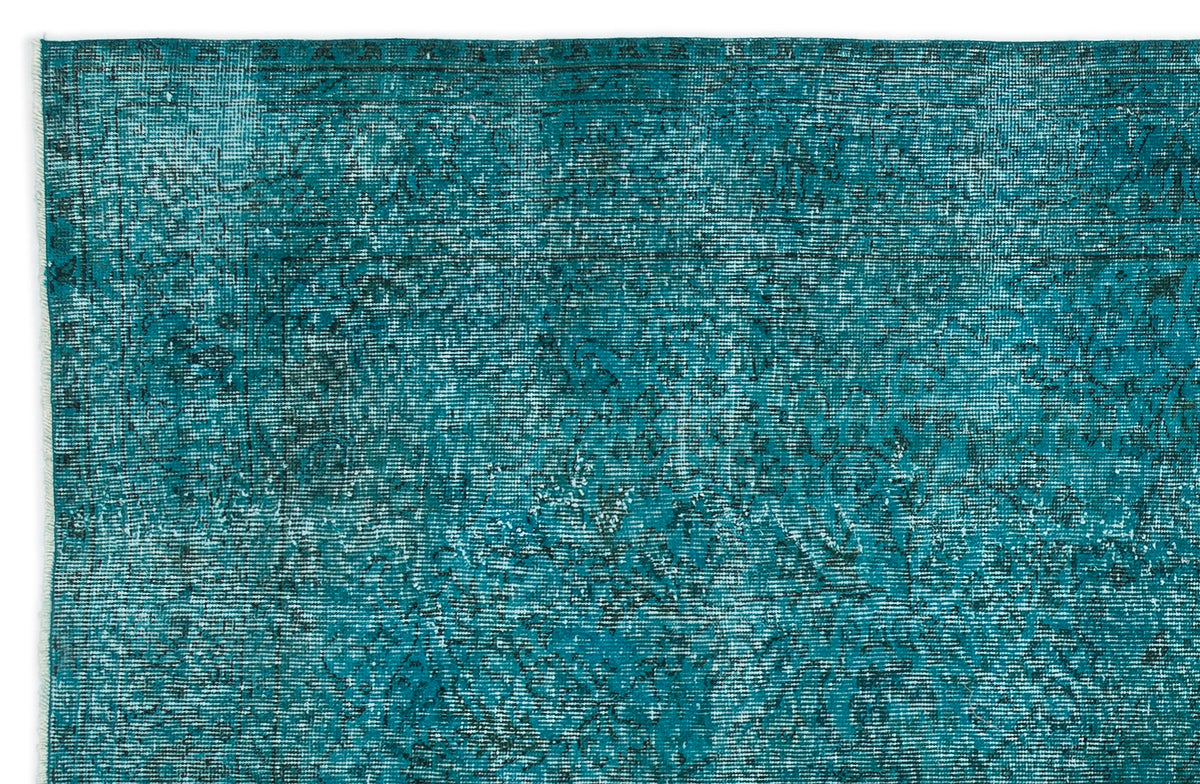 Turquoise  Over Dyed Vintage Rug 5&#39;2&#39;&#39; x 8&#39;0&#39;&#39; ft 158 x 244 cm