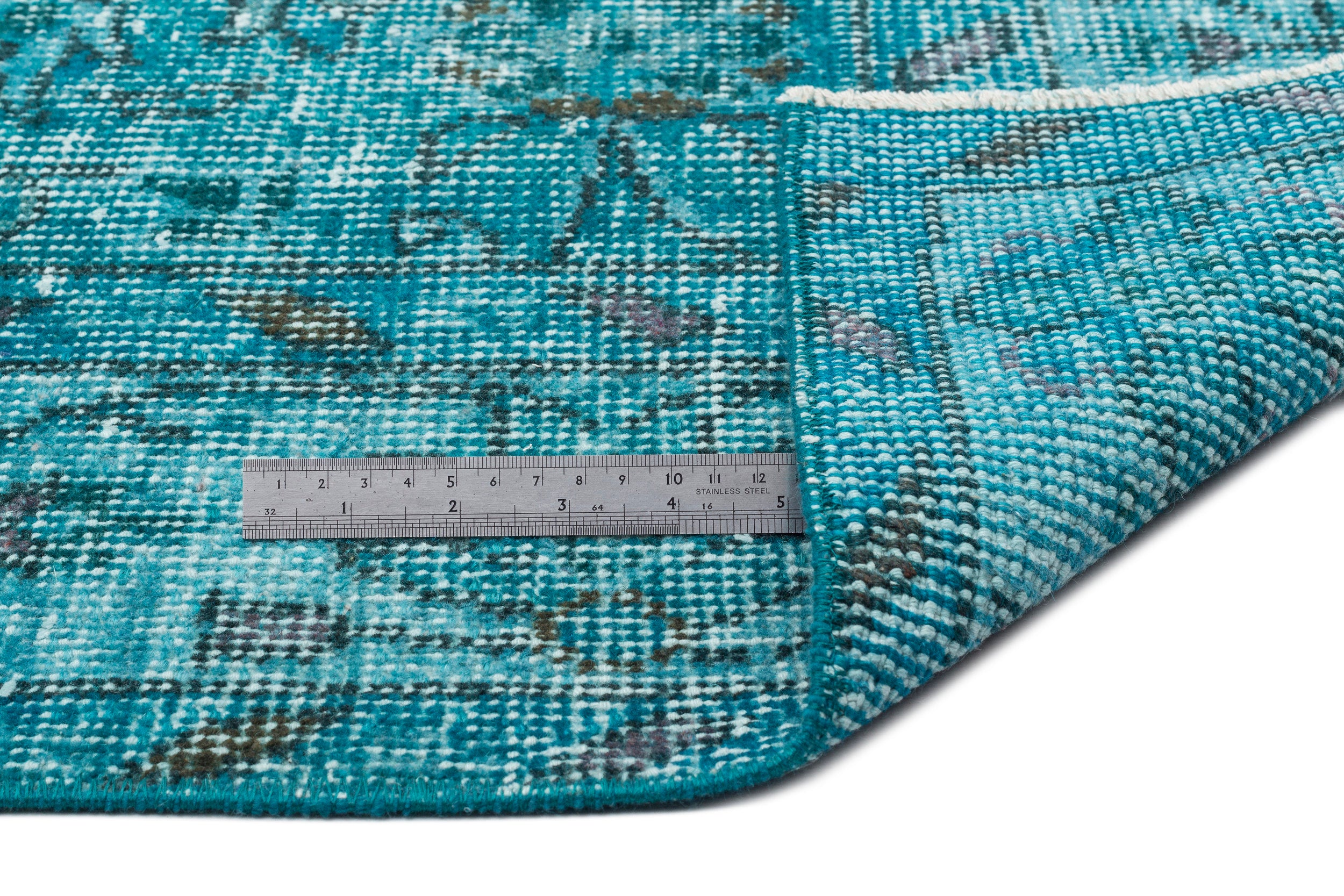 Turquoise  Over Dyed Vintage Rug 5'10'' x 8'12'' ft 177 x 274 cm