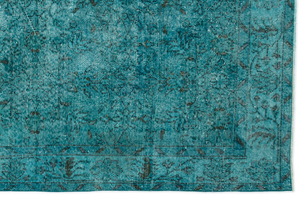 Turquoise  Over Dyed Vintage Rug 5'10'' x 8'12'' ft 177 x 274 cm